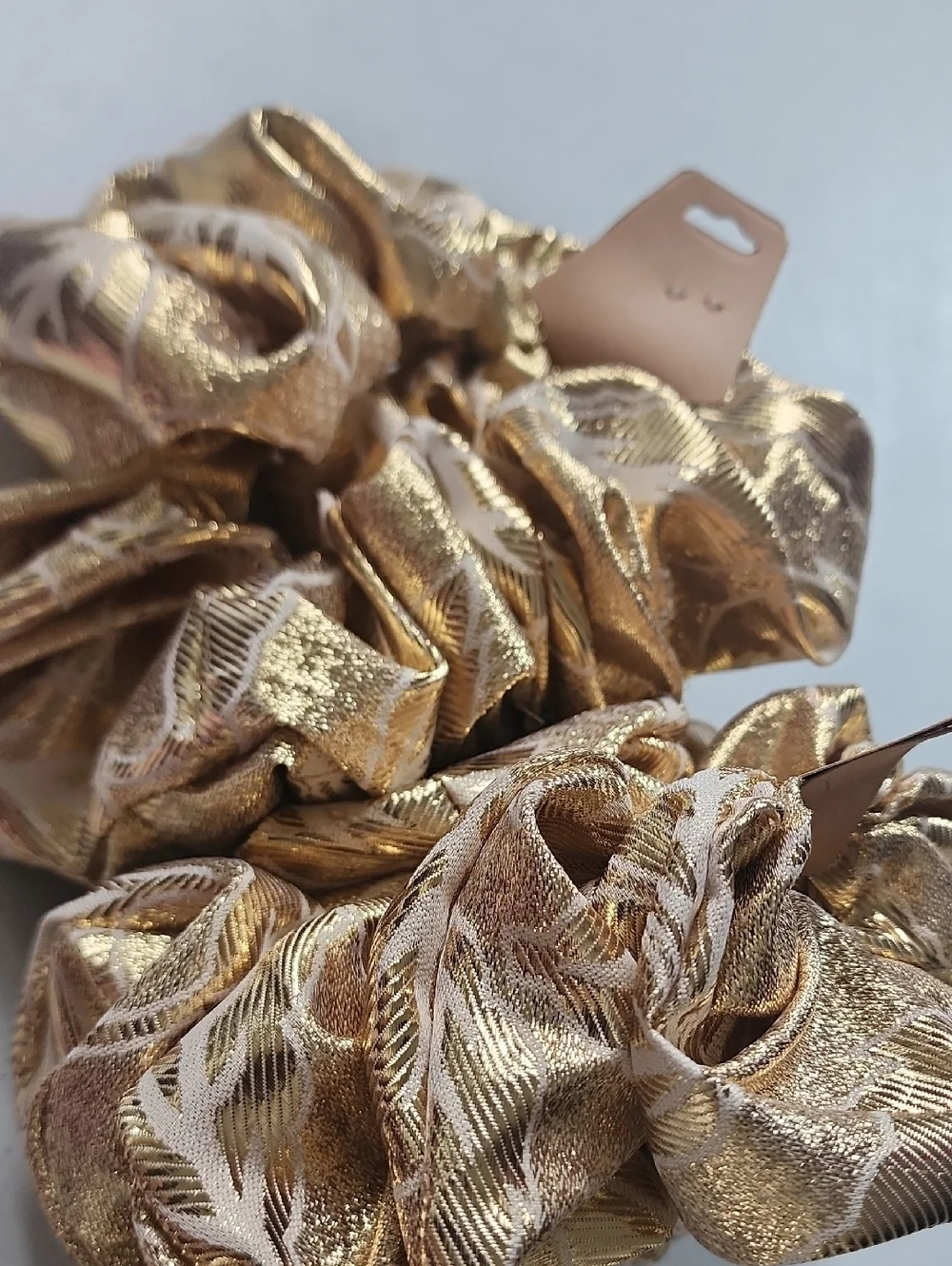 Gold Metallic Women's Hair Scrunchies - Fashion Accessory Set Of 2 For $15